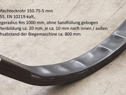 Rohrbiegerei CNC-Dornbiegen St Rechteckrohr 150-75-5 mm Rm 1000 mm