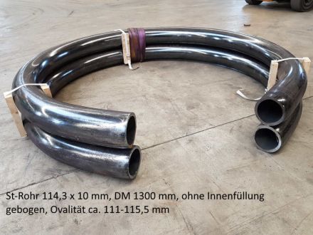 St-Rohr  114,3-10 mm, DM 1300 mm ohne Innenfüllung: Ovalität ca. 111-115,5 mm