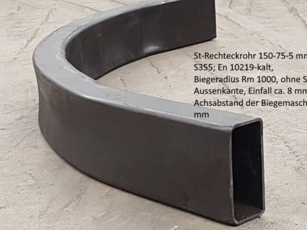 Rohrbiegerei CNC-Dornbiegen St Rechteckrohr 150-75-5 mm Rm 1000 mm