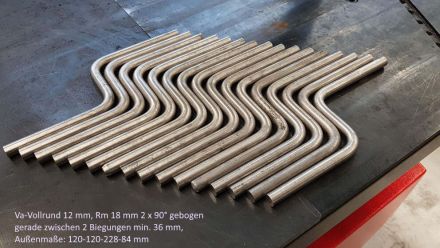 Rohrbiegerei CNC-Dornbiegen VA-Vollrund 12 mm, Rm 18 mm